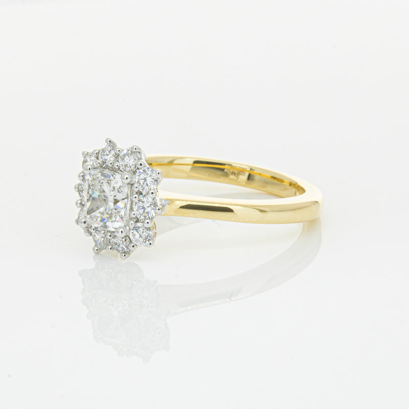 18ct Yellow Gold .72ct Cushion Cut Diamond Belle Ring-Ring-Walker & Hall