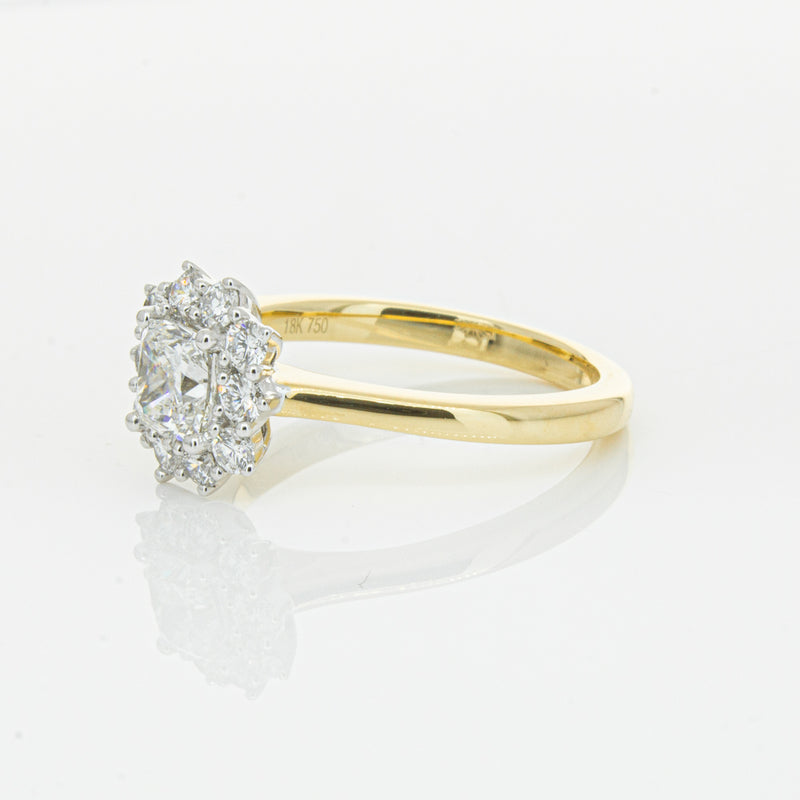 18ct Yellow Gold .72ct Cushion Cut Diamond Belle Ring-Ring-Walker & Hall