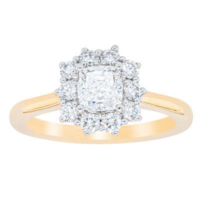 18ct Yellow Gold .72ct Cushion Cut Diamond Belle Ring-Ring-Walker & Hall