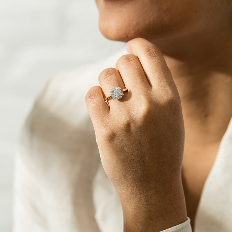 18ct Yellow Gold .72ct Cushion Cut Diamond Belle Ring-Ring-Walker & Hall