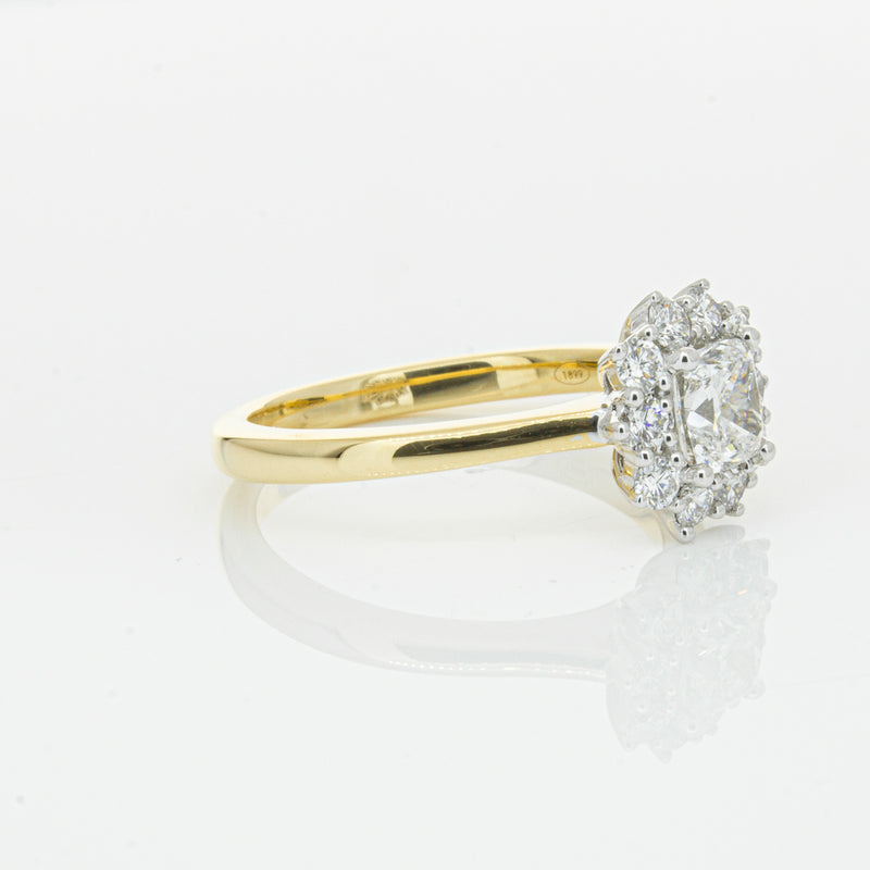 18ct Yellow Gold .72ct Cushion Cut Diamond Belle Ring-Ring-Walker & Hall