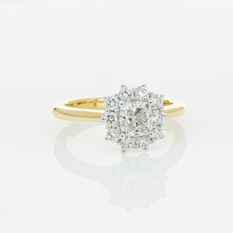 18ct Yellow Gold .72ct Cushion Cut Diamond Belle Ring-Ring-Walker & Hall