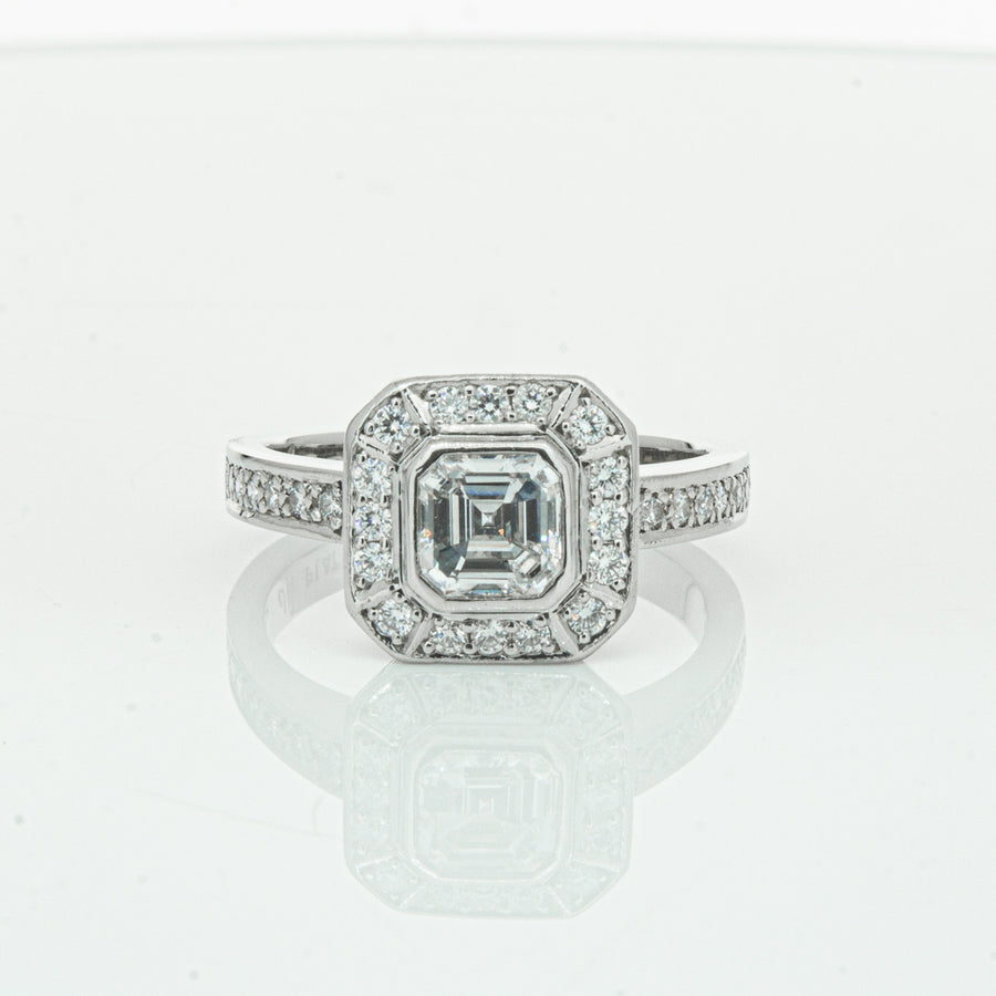 Deja Vu Platinum .70ct Asscher Cut Diamond Ring-Ring-Walker & Hall