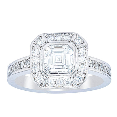 Deja Vu Platinum .70ct Asscher Cut Diamond Ring-Ring-Walker & Hall
