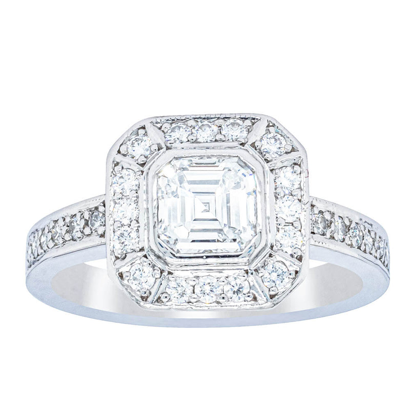 Deja Vu Platinum .70ct Asscher Cut Diamond Ring-Ring-Walker & Hall