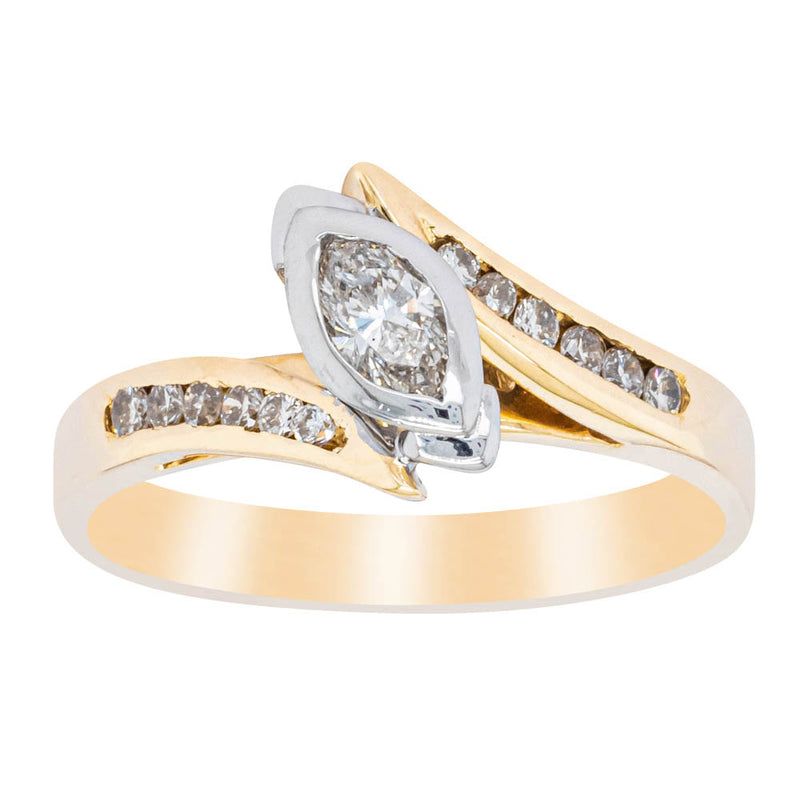 Deja Vu 18ct Yellow Gold .25ct Marquise Cut Diamond Ring-Ring-Walker & Hall