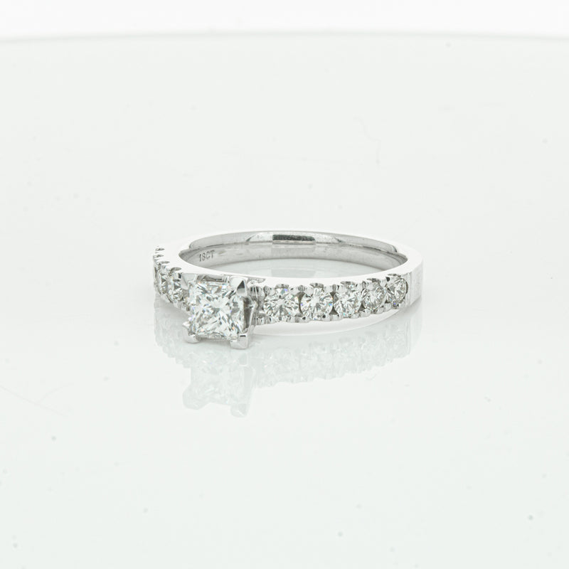 Deja Vu 18ct White Gold .40ct Princess Cut Diamond Ring-Ring-Walker & Hall