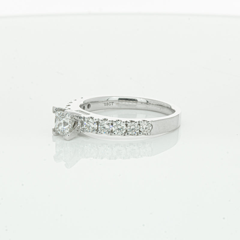 Deja Vu 18ct White Gold .40ct Princess Cut Diamond Ring-Ring-Walker & Hall