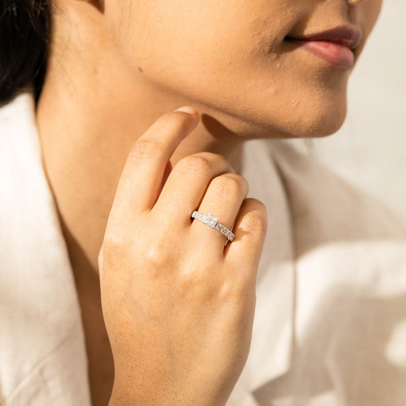 Deja Vu 18ct White Gold .40ct Princess Cut Diamond Ring-Ring-Walker & Hall