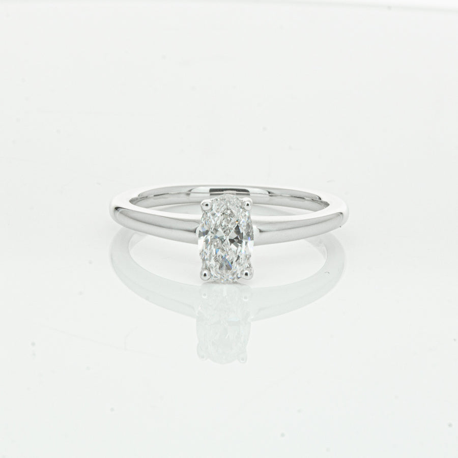 18ct White Gold Oval Cut Diamond Ring-Ring-Walker & Hall