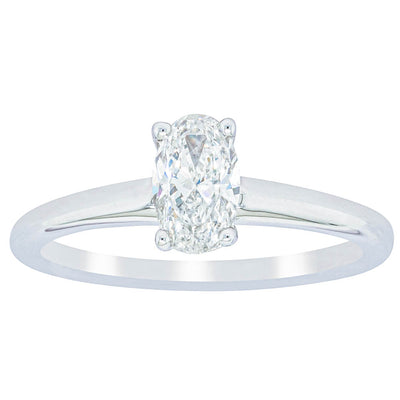 18ct White Gold Oval Cut Diamond Ring-Ring-Walker & Hall