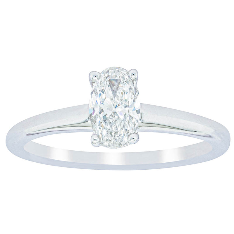 18ct White Gold Oval Cut Diamond Ring-Ring-Walker & Hall