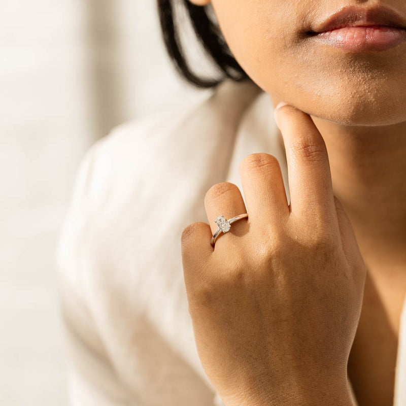 18ct White Gold Oval Cut Diamond Ring-Ring-Walker & Hall