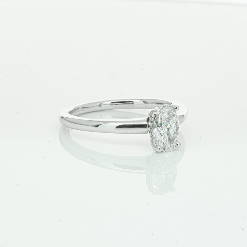18ct White Gold Oval Cut Diamond Ring-Ring-Walker & Hall