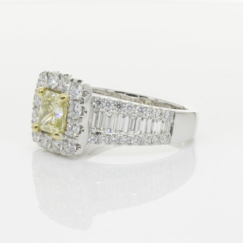 18ct White Gold Radiant Cut Yellow Diamond Ring-Ring-Walker & Hall