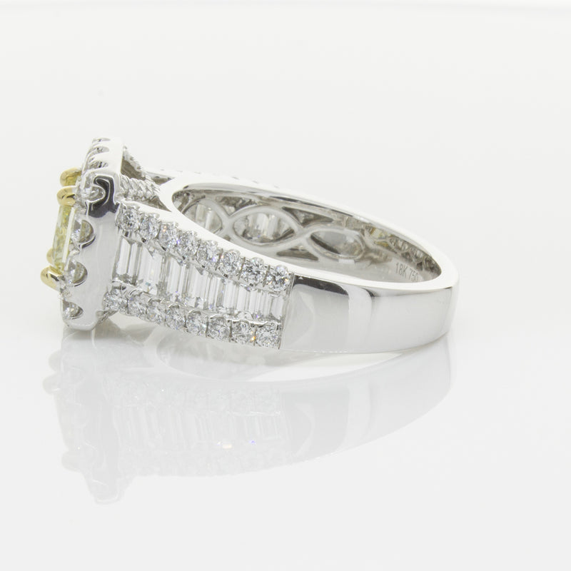 18ct White Gold Radiant Cut Yellow Diamond Ring-Ring-Walker & Hall