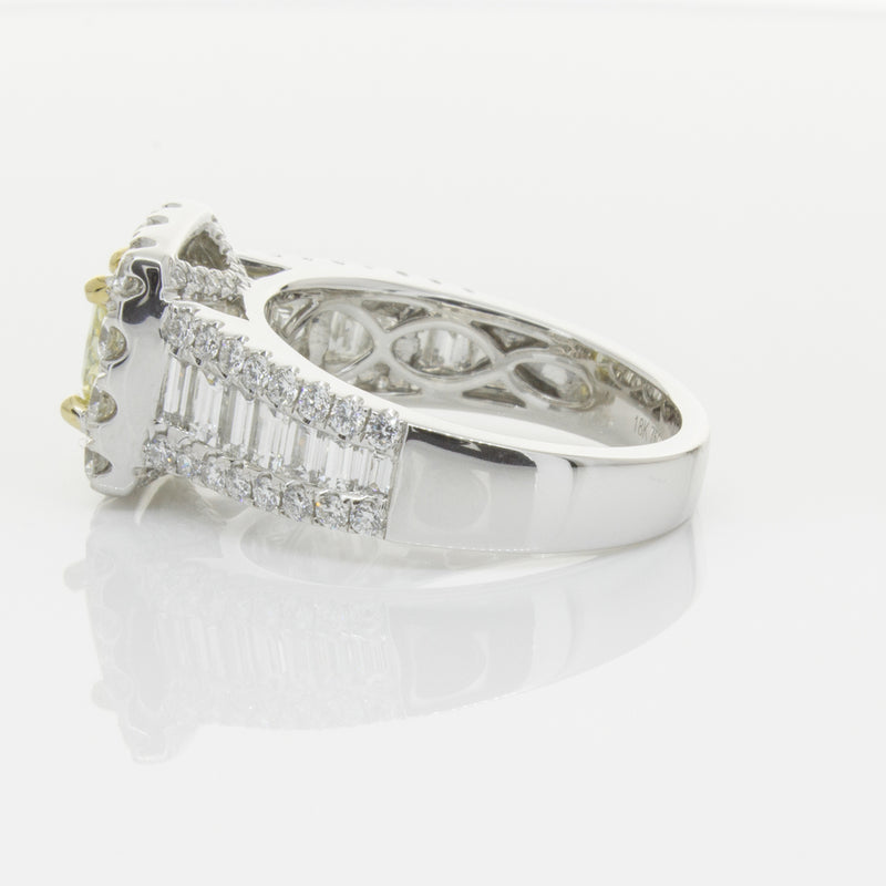 18ct White Gold Radiant Cut Yellow Diamond Ring-Ring-Walker & Hall