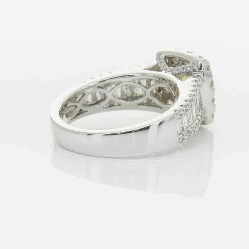 18ct White Gold Radiant Cut Yellow Diamond Ring-Ring-Walker & Hall