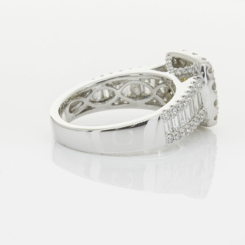 18ct White Gold Radiant Cut Yellow Diamond Ring-Ring-Walker & Hall