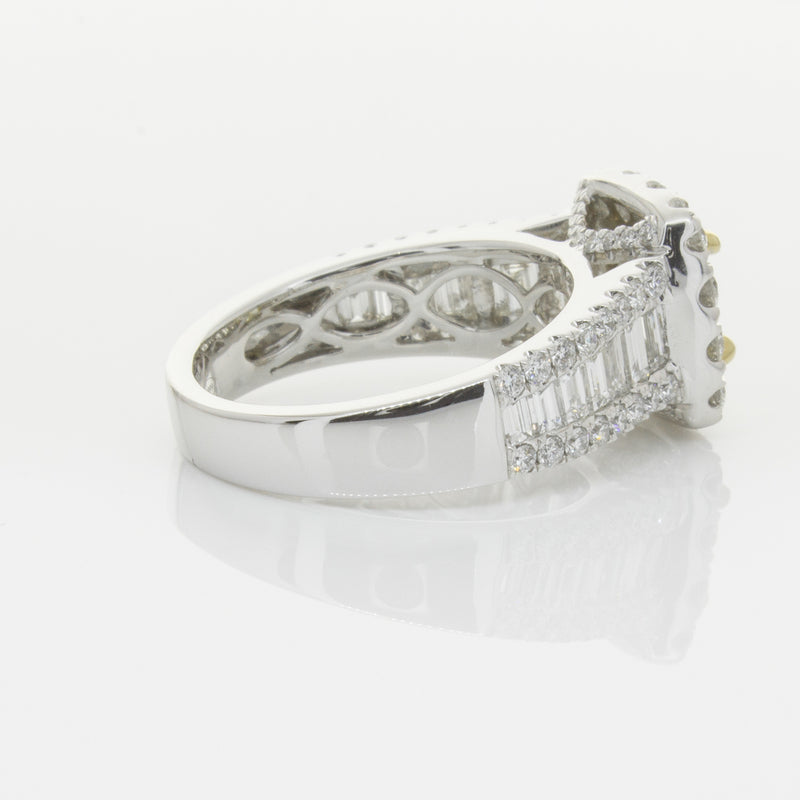 18ct White Gold Radiant Cut Yellow Diamond Ring-Ring-Walker & Hall