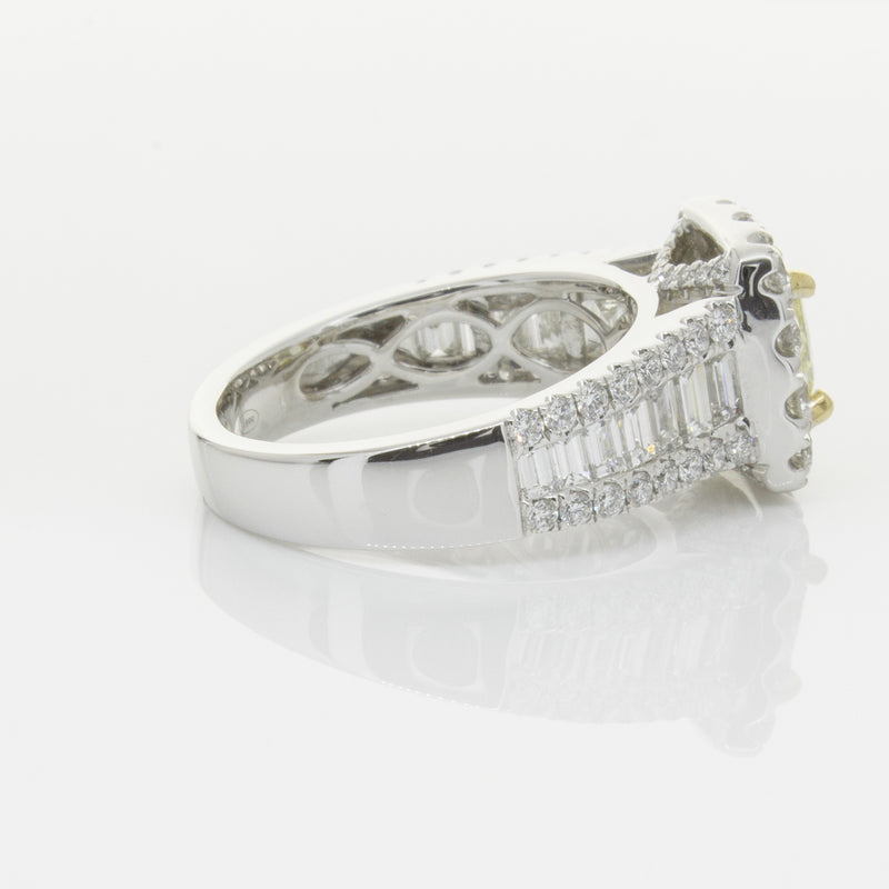 18ct White Gold Radiant Cut Yellow Diamond Ring-Ring-Walker & Hall