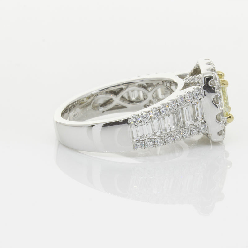 18ct White Gold Radiant Cut Yellow Diamond Ring-Ring-Walker & Hall