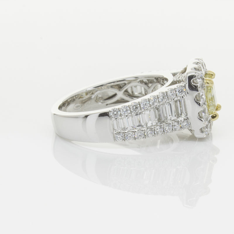 18ct White Gold Radiant Cut Yellow Diamond Ring-Ring-Walker & Hall