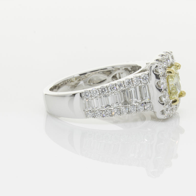 18ct White Gold Radiant Cut Yellow Diamond Ring-Ring-Walker & Hall