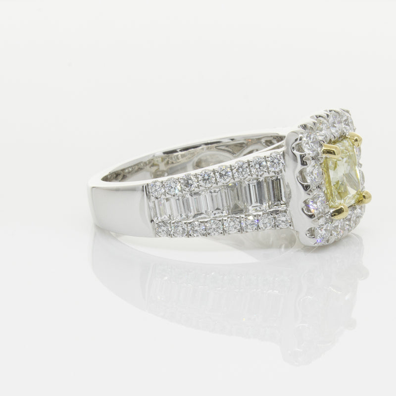 18ct White Gold Radiant Cut Yellow Diamond Ring-Ring-Walker & Hall