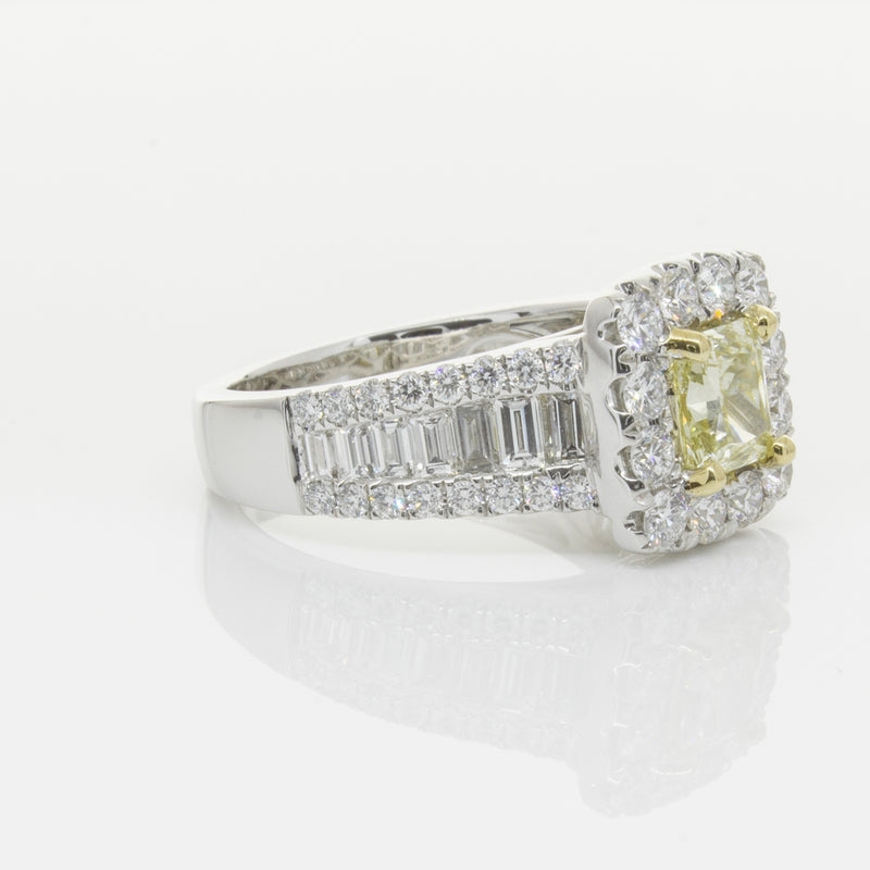 18ct White Gold Radiant Cut Yellow Diamond Ring-Ring-Walker & Hall