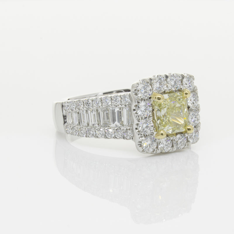 18ct White Gold Radiant Cut Yellow Diamond Ring-Ring-Walker & Hall