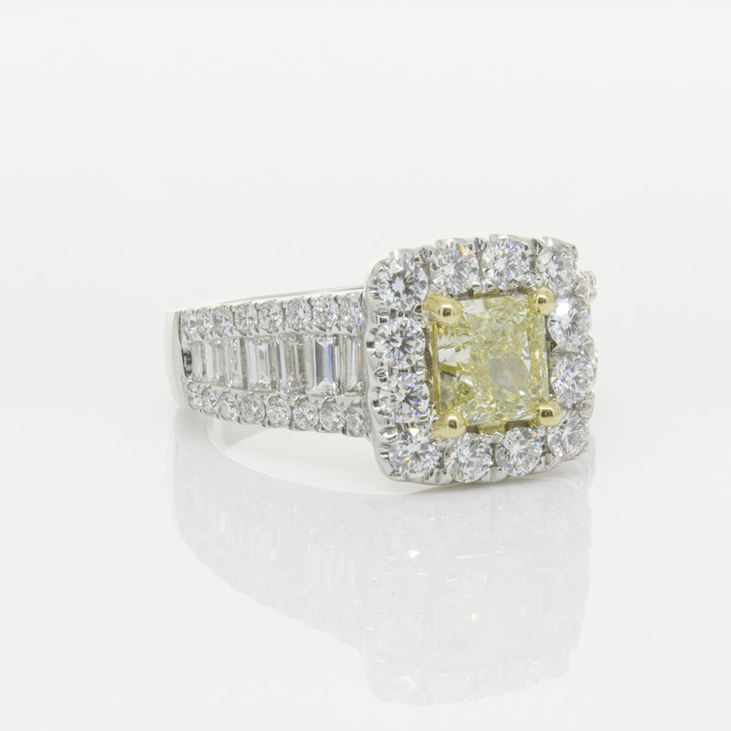 18ct White Gold Radiant Cut Yellow Diamond Ring-Ring-Walker & Hall