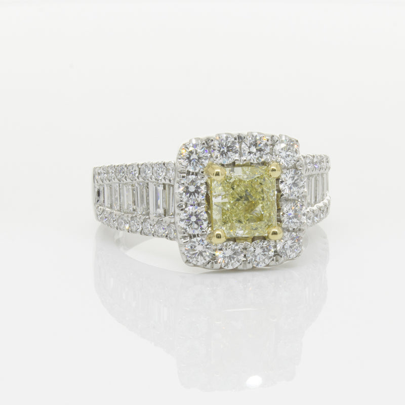 18ct White Gold Radiant Cut Yellow Diamond Ring-Ring-Walker & Hall