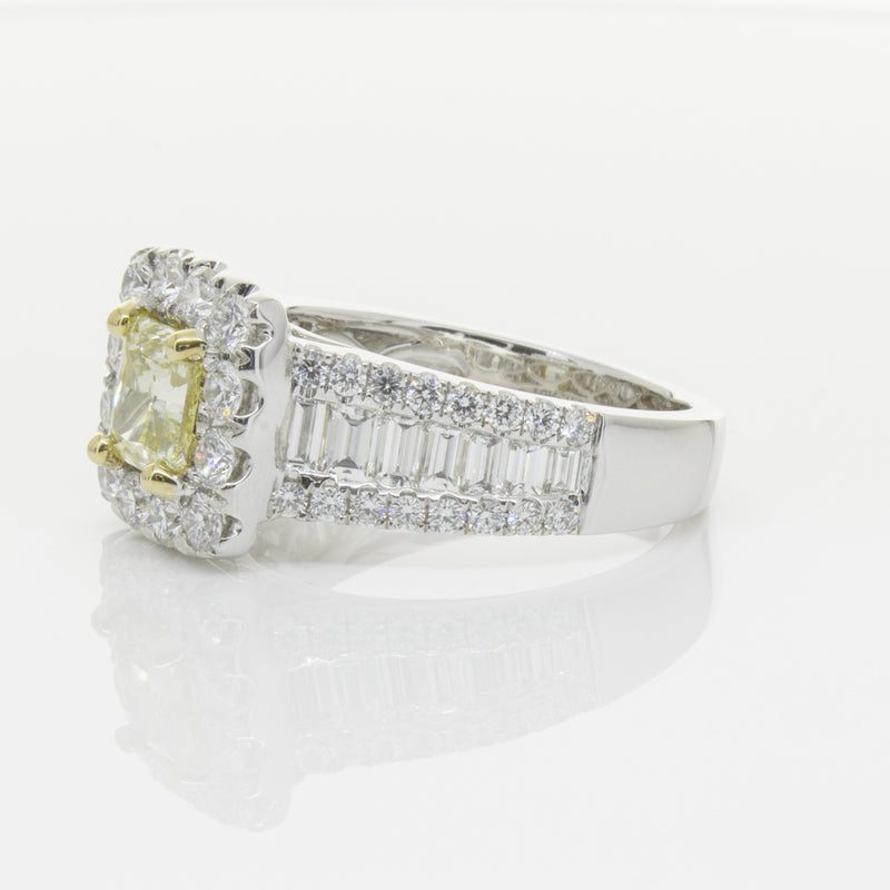 18ct White Gold Radiant Cut Yellow Diamond Ring-Ring-Walker & Hall
