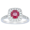 18ct White Gold Ruby And Diamond Halo Ring-Ring-Walker & Hall