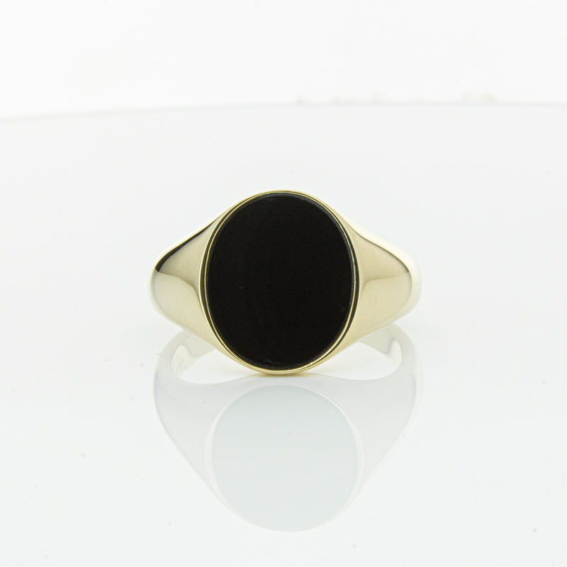 9ct Yellow Gold Oval Onyx Signet Ring-Ring-Walker & Hall