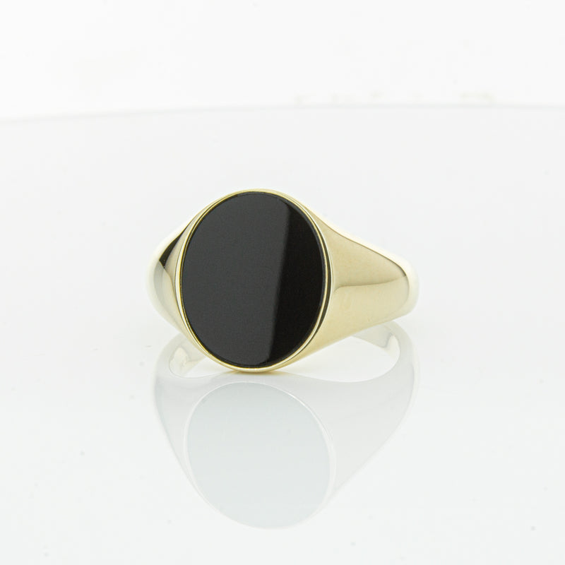 9ct Yellow Gold Oval Onyx Signet Ring-Ring-Walker & Hall