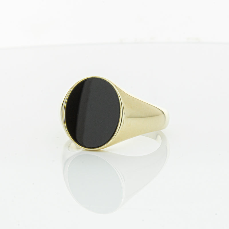 9ct Yellow Gold Oval Onyx Signet Ring-Ring-Walker & Hall