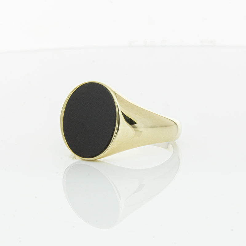 9ct Yellow Gold Oval Onyx Signet Ring-Ring-Walker & Hall