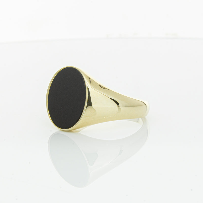 9ct Yellow Gold Oval Onyx Signet Ring-Ring-Walker & Hall