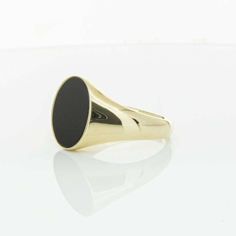 9ct Yellow Gold Oval Onyx Signet Ring-Ring-Walker & Hall