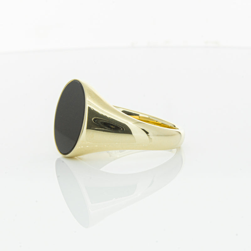 9ct Yellow Gold Oval Onyx Signet Ring-Ring-Walker & Hall