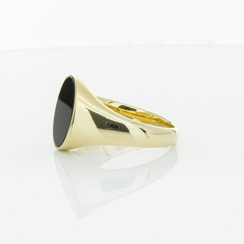 9ct Yellow Gold Oval Onyx Signet Ring-Ring-Walker & Hall