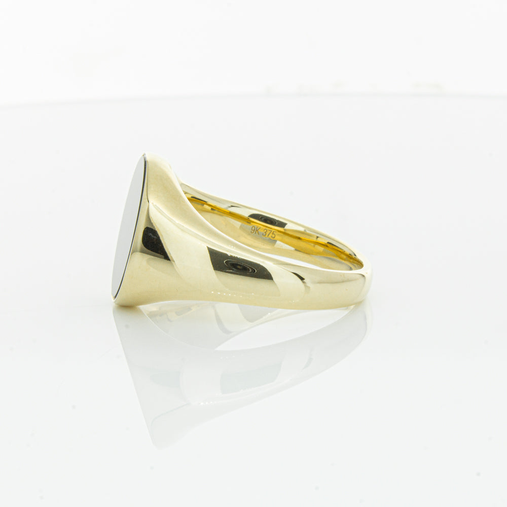 9ct Yellow Gold Oval Onyx Signet Ring-Ring-Walker & Hall