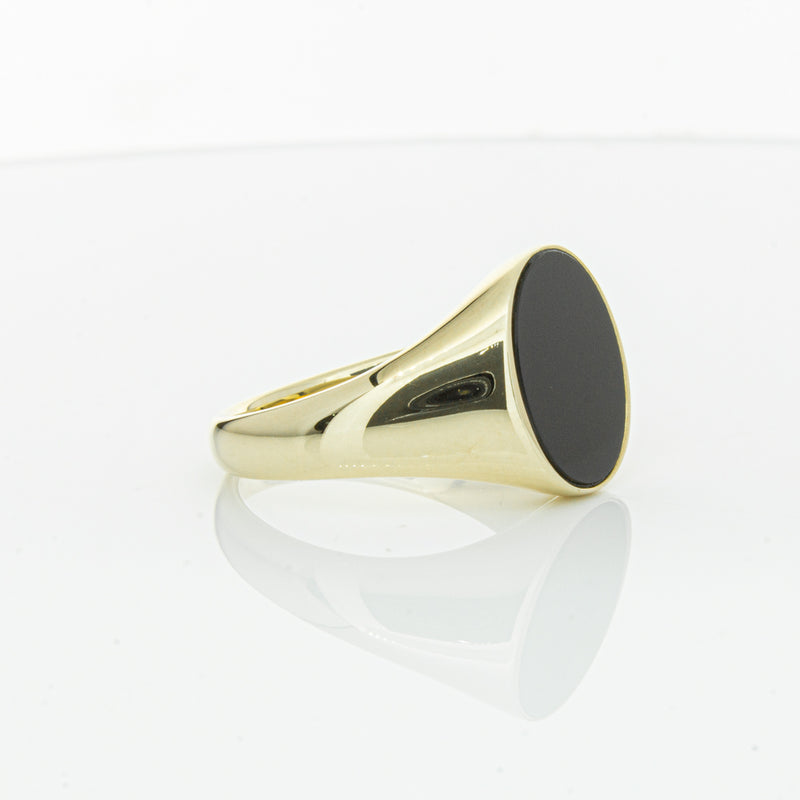 9ct Yellow Gold Oval Onyx Signet Ring-Ring-Walker & Hall