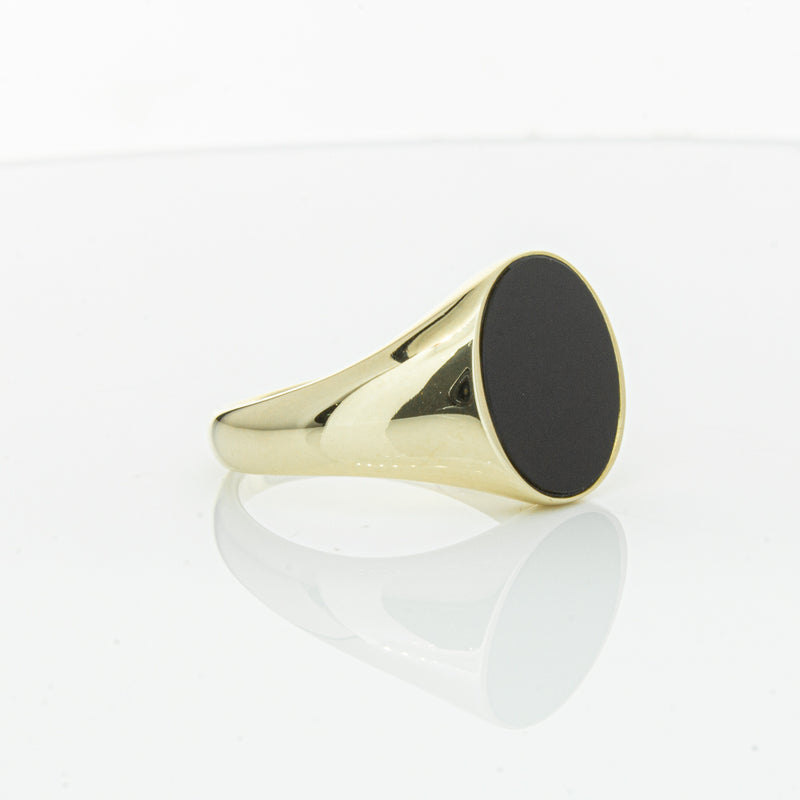 9ct Yellow Gold Oval Onyx Signet Ring-Ring-Walker & Hall