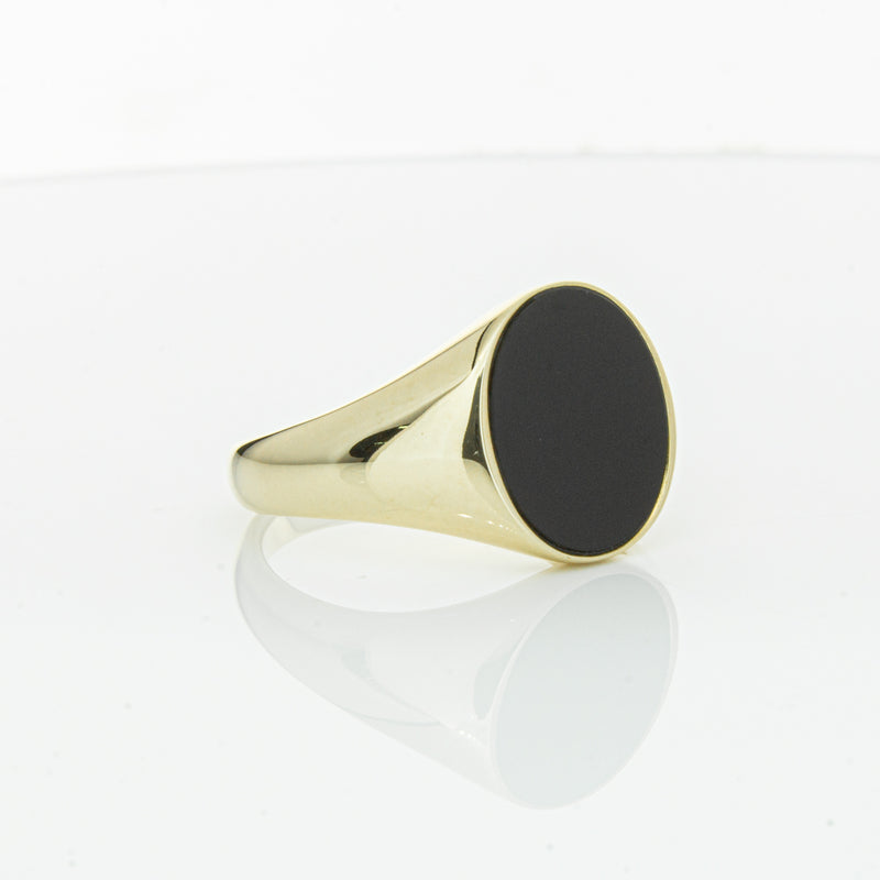 9ct Yellow Gold Oval Onyx Signet Ring-Ring-Walker & Hall