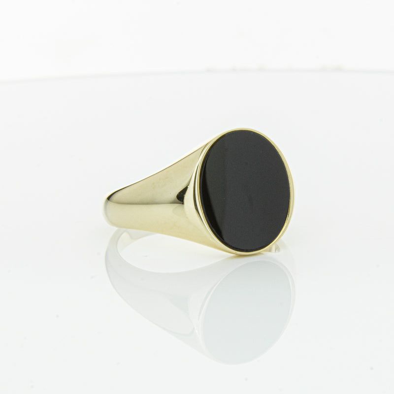 9ct Yellow Gold Oval Onyx Signet Ring-Ring-Walker & Hall