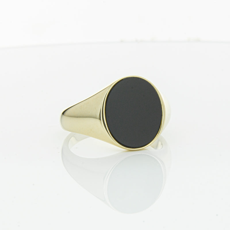 9ct Yellow Gold Oval Onyx Signet Ring-Ring-Walker & Hall