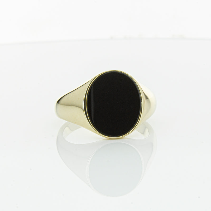 9ct Yellow Gold Oval Onyx Signet Ring-Ring-Walker & Hall